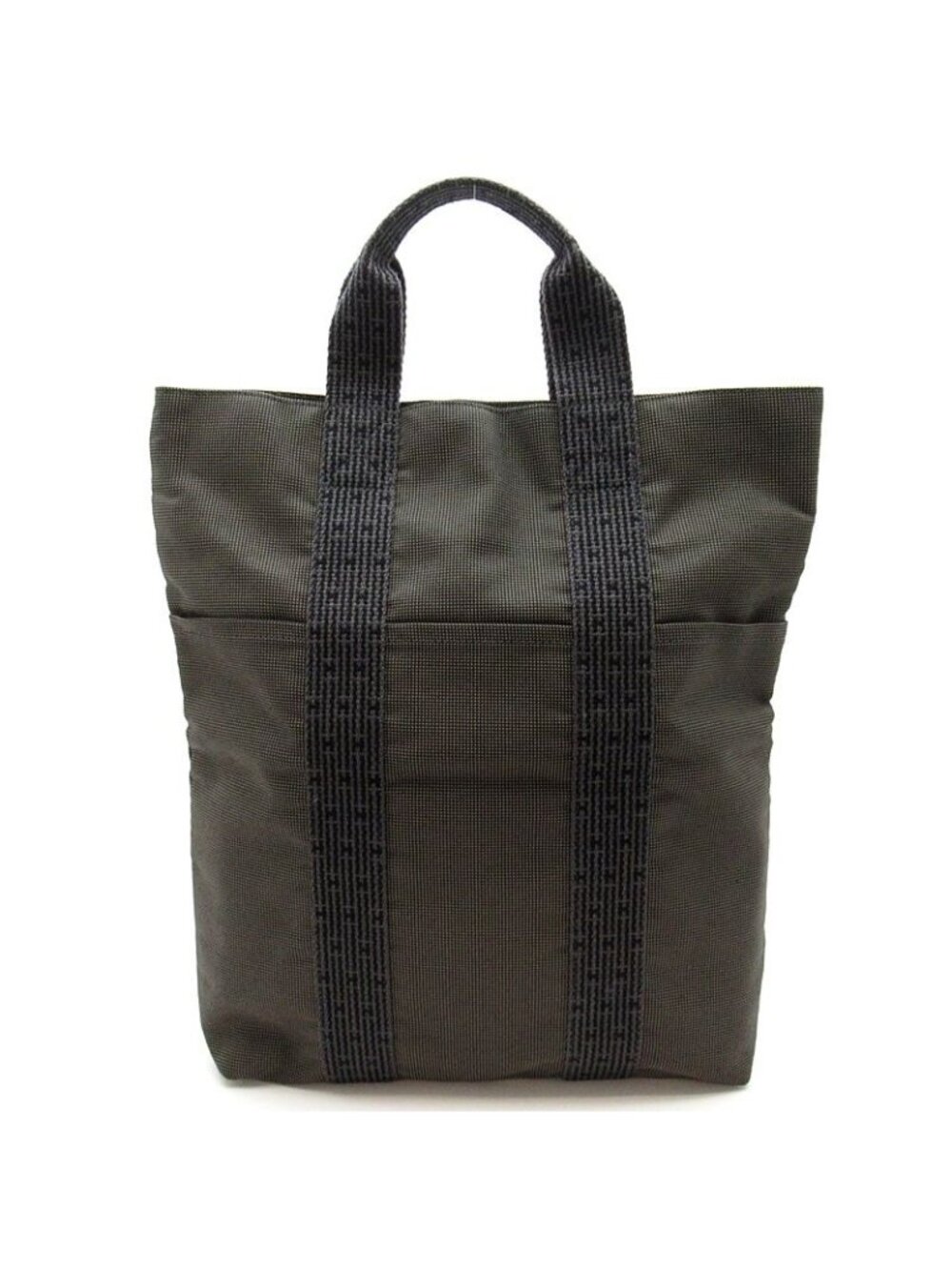 Hermes Her Line Cabas Canvas Tote Bag Black